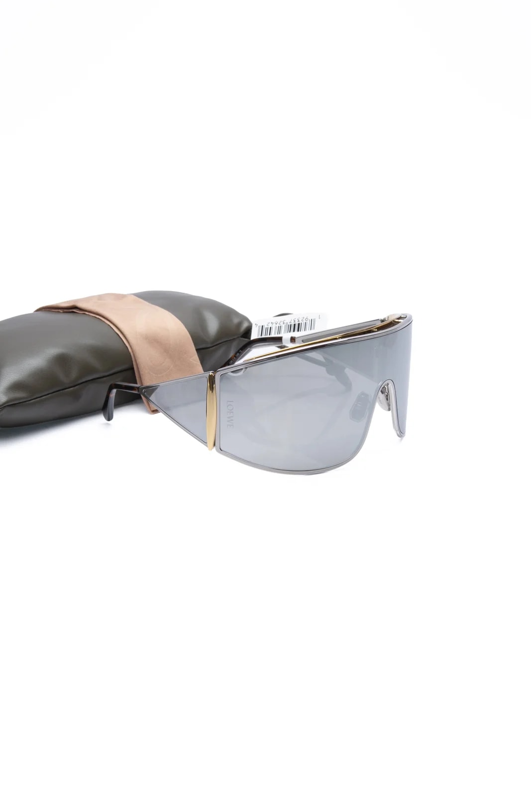 Loewe — Loewe Wrap Shiny Palladium Mirror Speedy Shield Sunglasses (New) — Accessory — resale