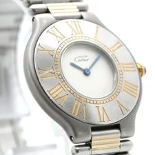 Cartier Must 21 Roman Combi Gold Quartz Japan 071533 3