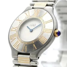 Cartier Must 21 Roman Combi Gold Quartz Japan 071533 4