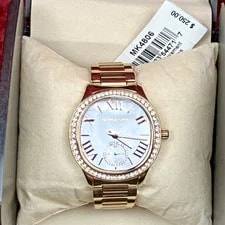 Michael Kors Sage Pave Crystal MK4806 MOP Dial Rose Gold Tone $250 2