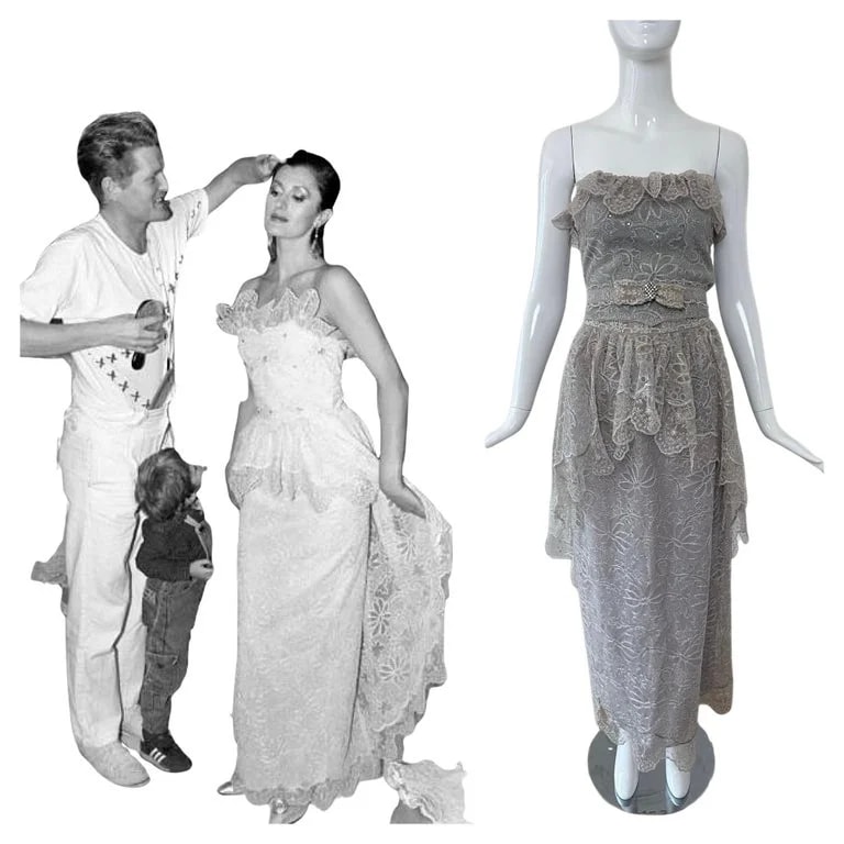 Giorgio di Sant' Angelo — Giorgio Sant'angelo 1983 Runway 4 Piece Lace Bridal Ensemble Wedding — Designer Shoe — resale