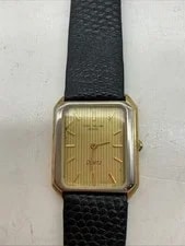 Vtg Patek Philippe Geneve Quartz Gold Swiss Leather (O6) 2