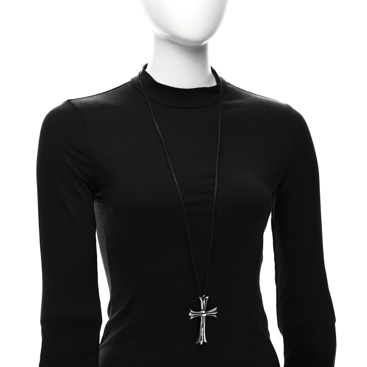 Large Cross Pendant Cord Necklace 2