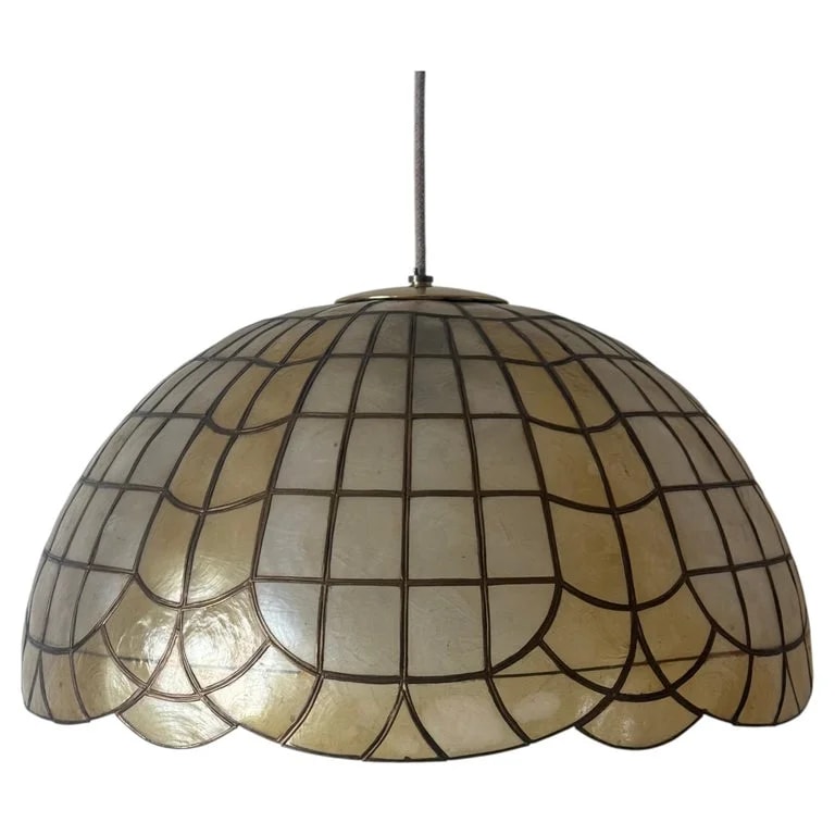 Italian Capiz Shell With Scalloped Shade, Circa 1970s — lighting — resale