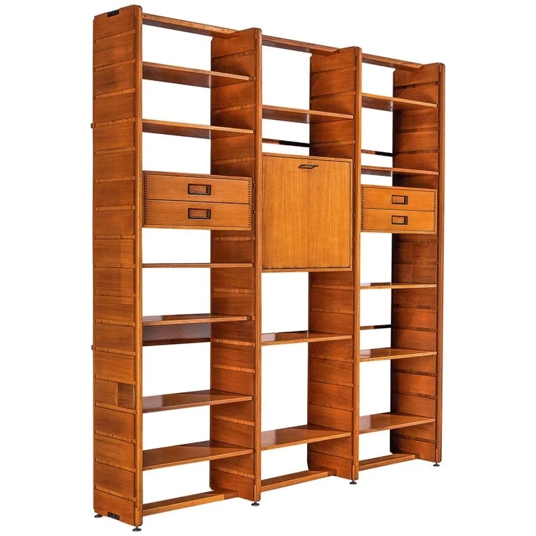 Cantieri Carugati, Gianfranco Frattini — Gianfranco Frattini for Cantieri Carugati Large Library in Walnut — Furniture — resale