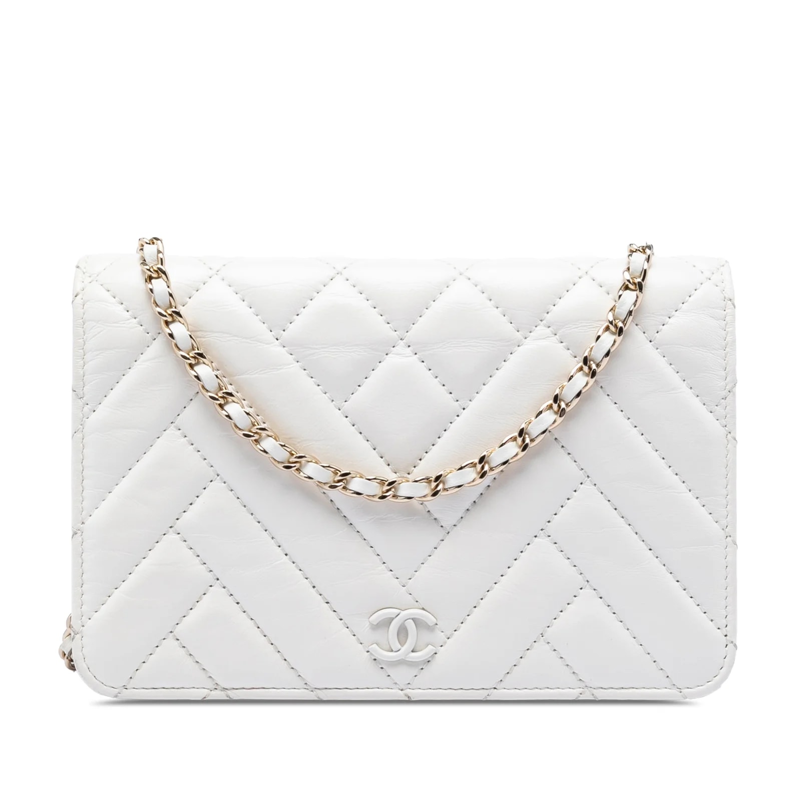 Chanel — CC Crinkled Chevron Wallet on Chain — Handbag — resale