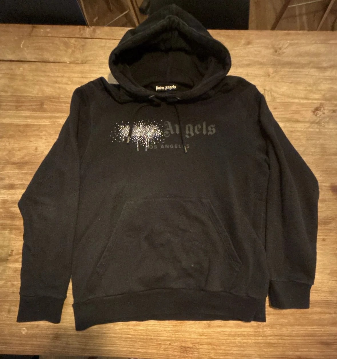 Palm Angels — Cotton Palm Angels Rhinestone Sprayed Hoodie. — streetwear — resale