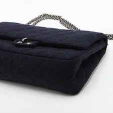 Chanel Matelasse 2.55 Large Cotton Double Flap Double Chain Gunmet 3