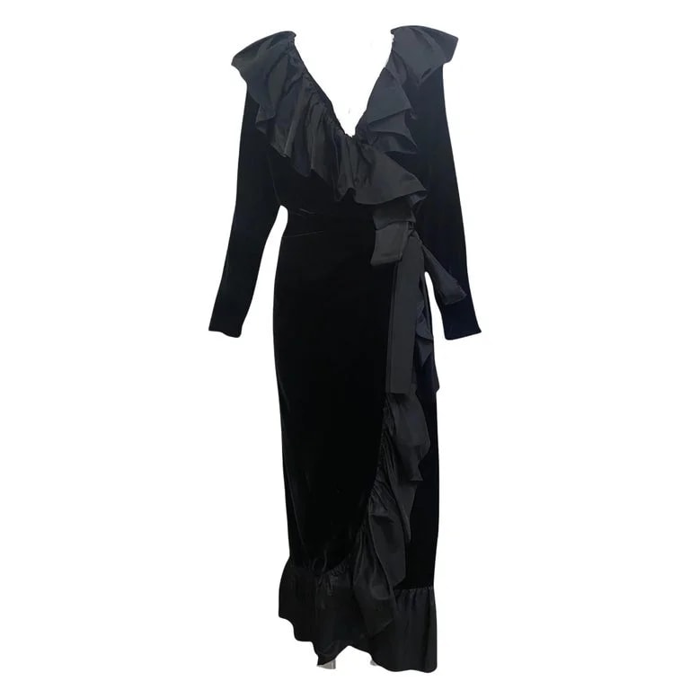 Yves Saint Laurent — Yves Saint Laurent Gown With Taffeta Ruffled Trim, 1980s — Clothing — resale