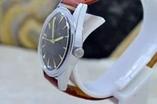 Breitling 1884 Black Dial, Brown Band, Gold & Green Hands, Gold Marks. 2