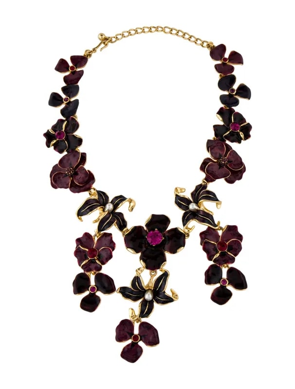 Kenneth Jay Lane — Faux , & Enamel Flower Collar — Jewelry — resale