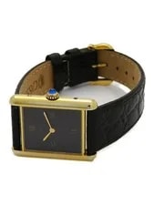 Cartier Must Tank Vermeil LM 590005 H30xW23mm Black Dial Yellow Gold #T246 2