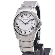 Cartier Santos Ronde Date Silver Quartz W20027K1 Silver Dial #AOHW1883 2