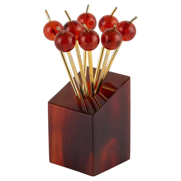 Travail Francais — Art Deco Tea Bakelite Barware Cocktail Picks Set, Circa 1930 — Furniture — resale