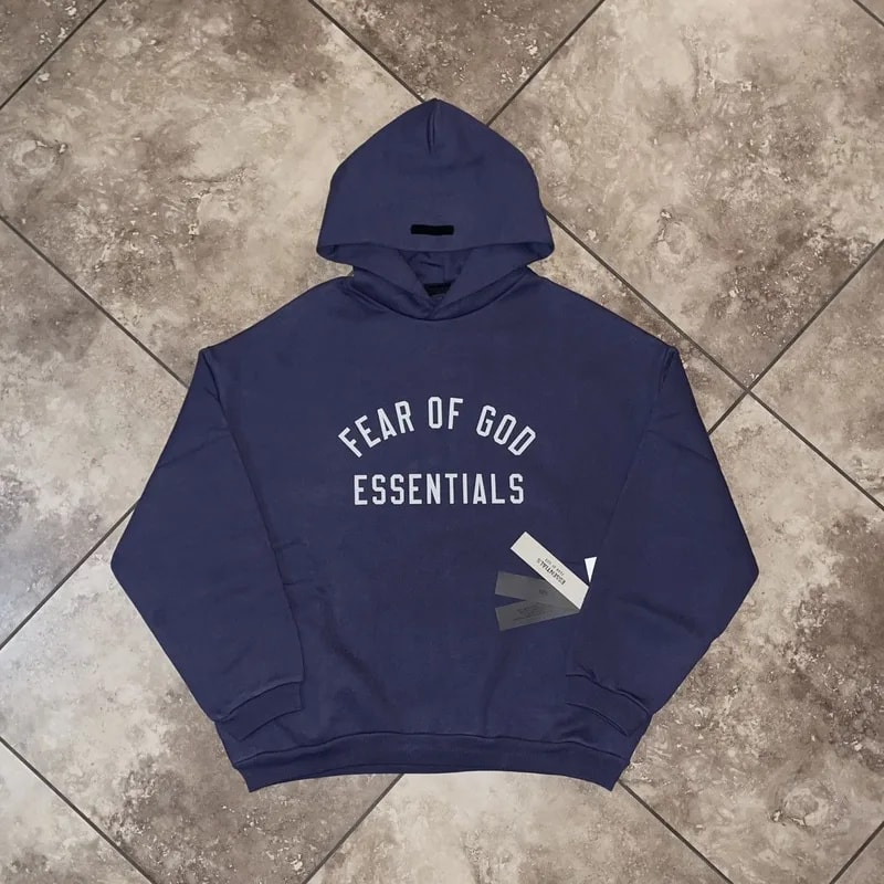 Fear of God Essentials Fleece Hoodie Marine Size XXS — streetwear — resale