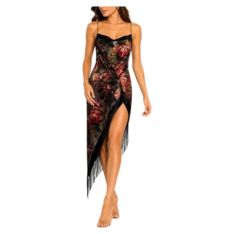 Morphew Collection Floral Burnout Cocktail Dress With Fringe — Clothing — resale