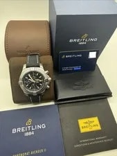 Breitling Avenger Chronograph Steel Black Dial 45mm Strap Auto A13317 B+P 2