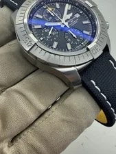 Breitling Avenger Chronograph Steel Black Dial 45mm Strap Auto A13317 B+P 3