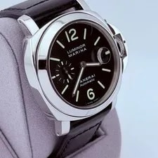 Panerai Luminor Marina PAM00104 PAM 104 44mm Black Dial Stainless Steel Leather 3