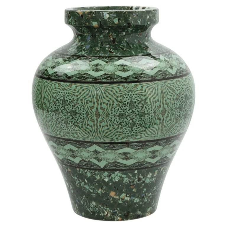 Jean Gerbino, Vallauris — Large Jean Gerbino Green Terre Mêlée Urn Vase, France, 1930s, 27.5 Cm — decorative_object — resale