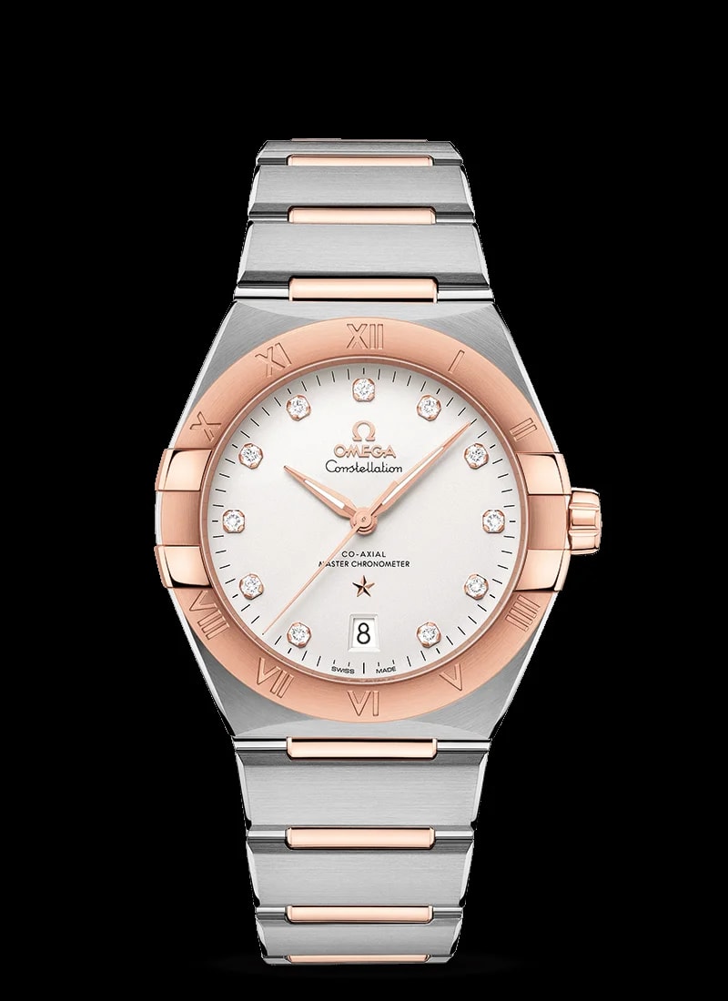 Worldofluxuryus — Omega Constellation Co-Axial Master Chronometer Stainless Steel & Sedna™ Gold & Diamonds Lady’s — Watch — resale