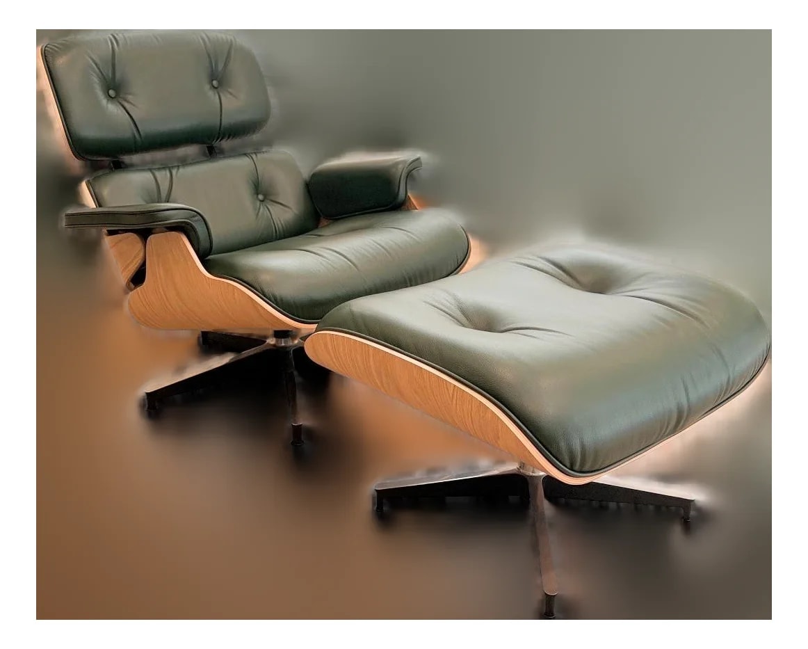Herman Miller — Eames Lounge and Ottoman By Herman Miller – Green Leather — Furniture — resale