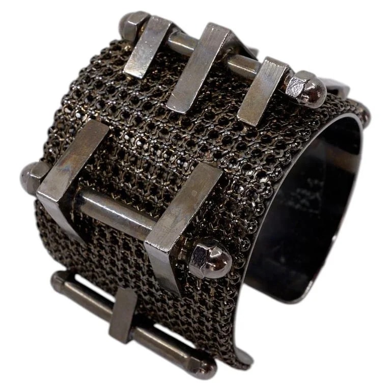 J Dauphin — Industrial Brutalist Cuff Chain Studded Piece Ruthenium — Jewelry — resale