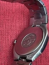 Omega Seamaster Polaris Date Quartz Gold Dial Silver Band From Japan 2