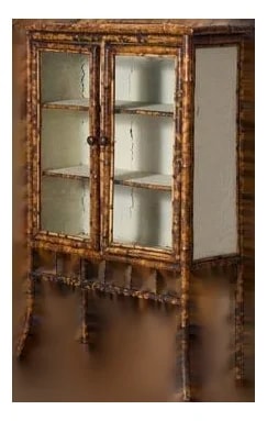 19th Century Tortoise Bamboo 2-Door Glass Front Cabinet — Furniture — resale
