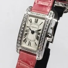 Cartier Tank WB710015 15.2mm White Gold Silver #UW881 2