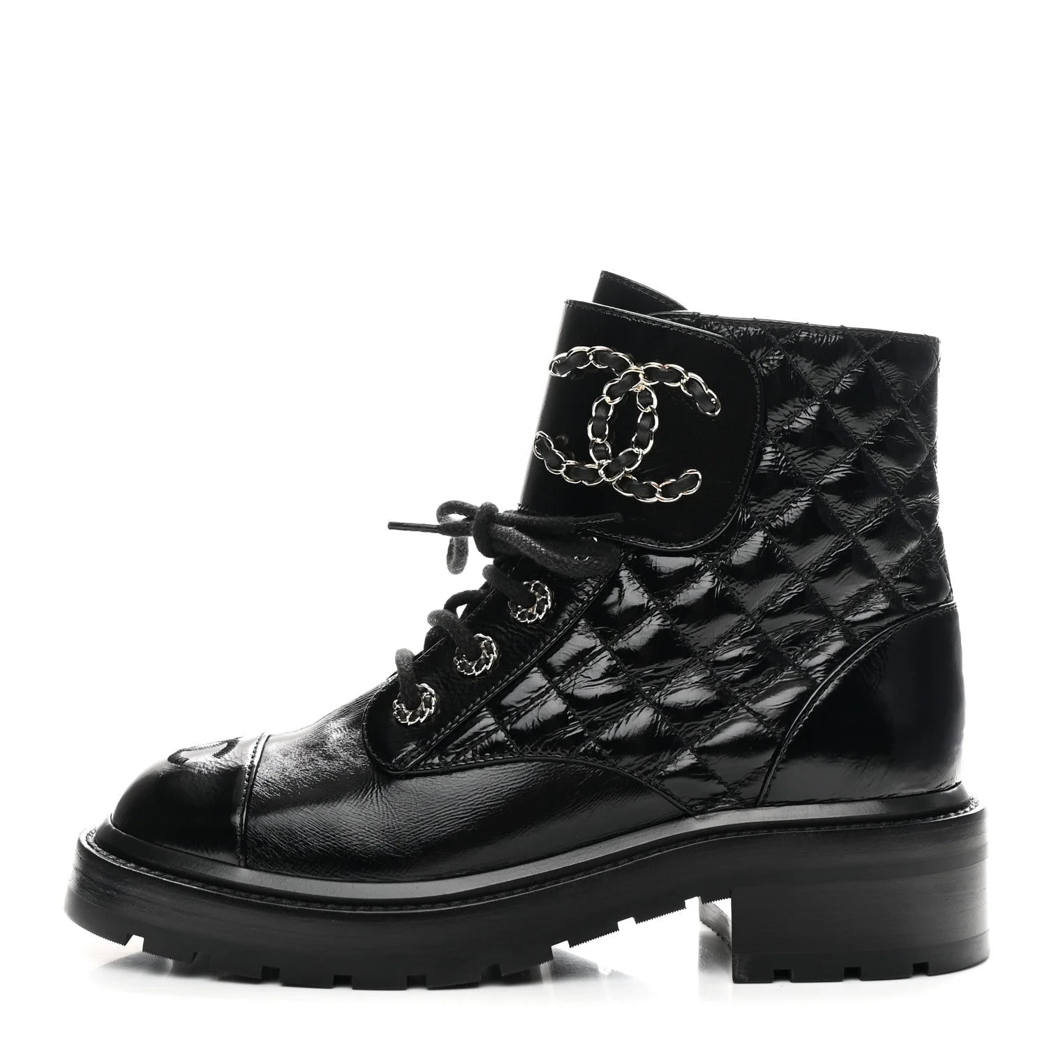 Shiny Lace Up Combat 36.5