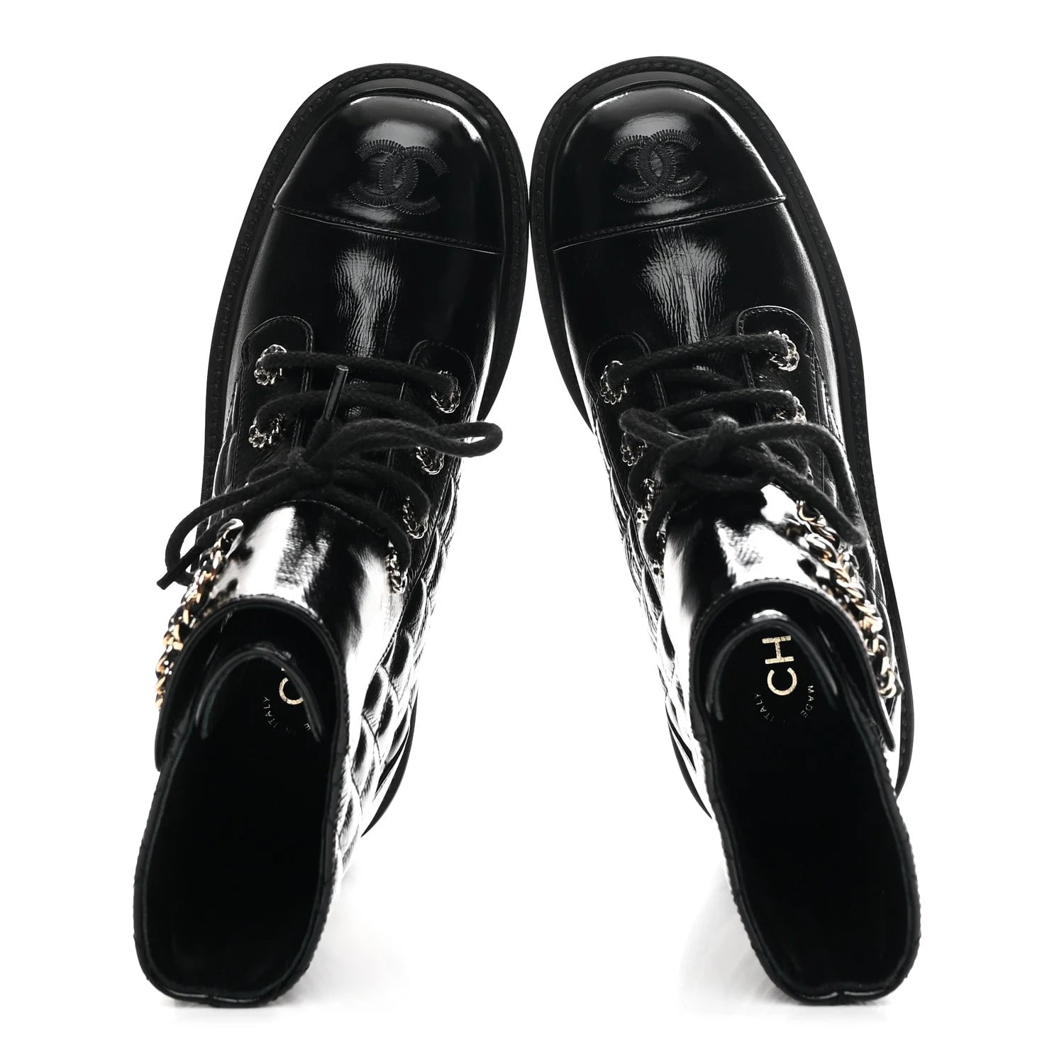 Shiny Lace Up Combat 36.5 2