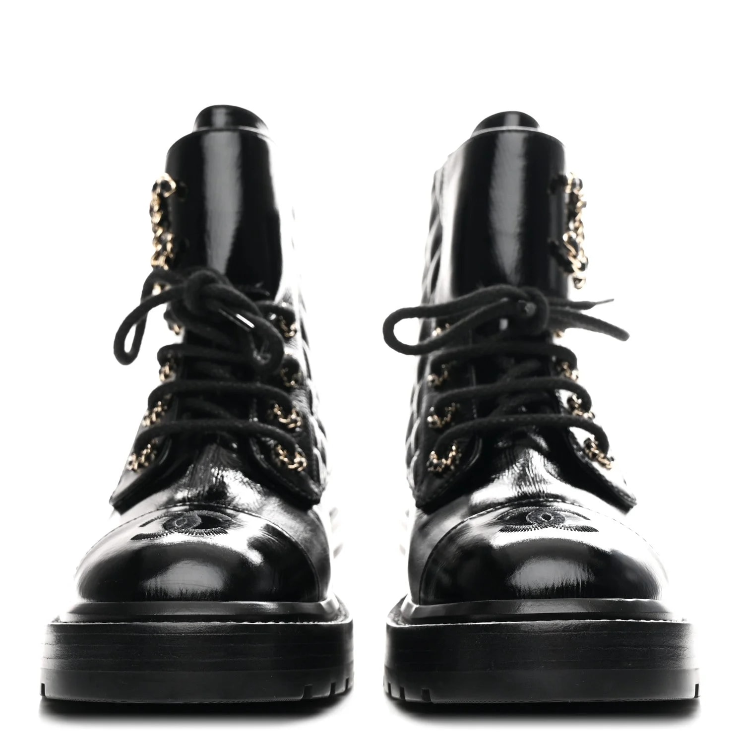 Shiny Lace Up Combat 36.5 3