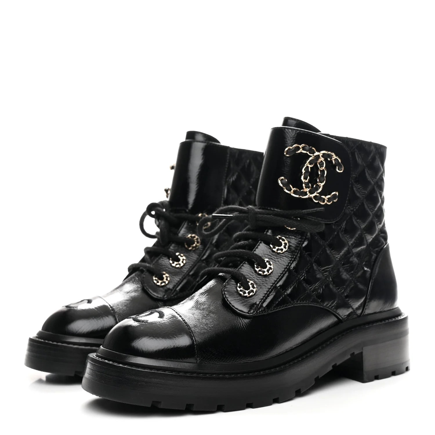 Shiny Lace Up Combat 36.5 4