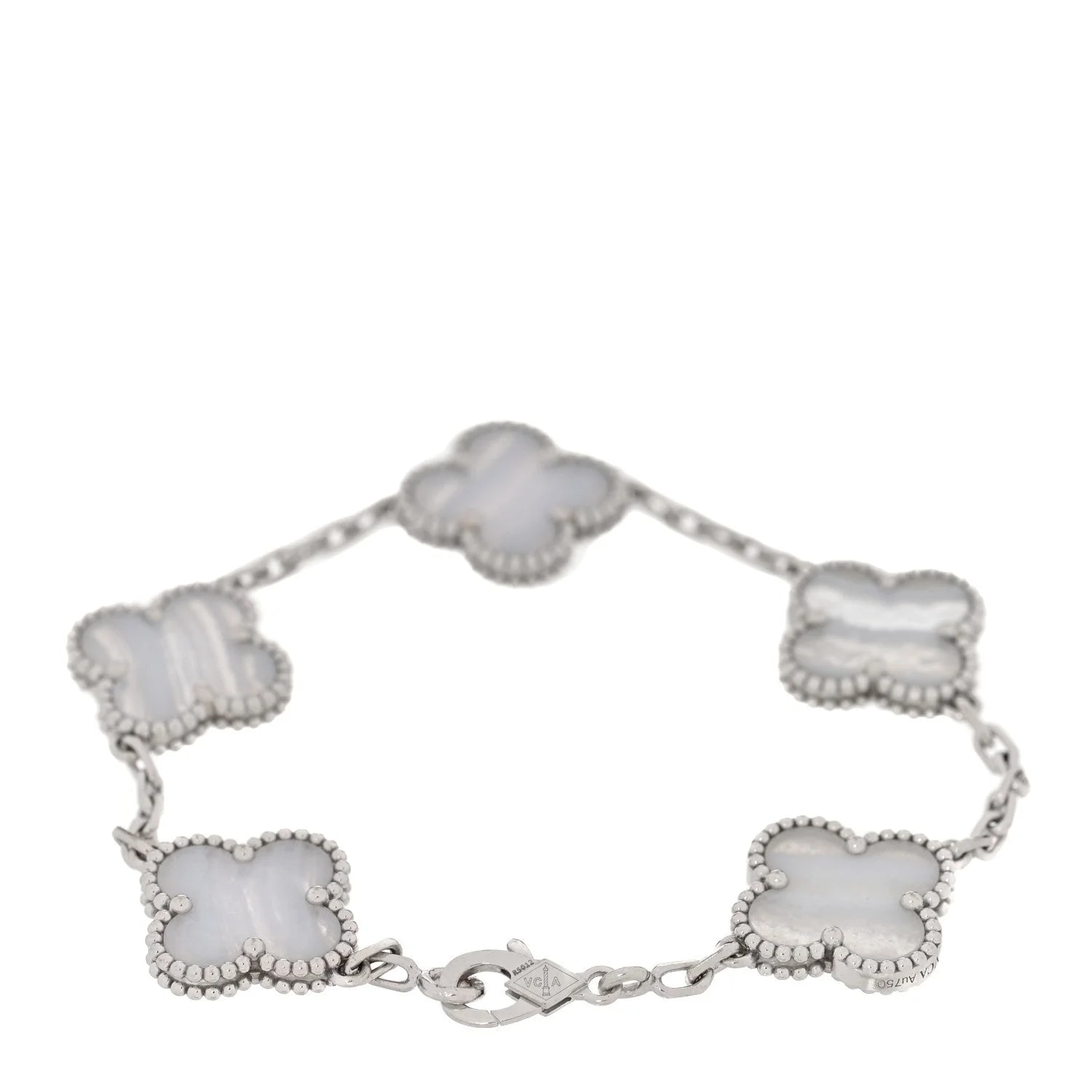 18K White Gold Chalcedony 5 Motifs Alhambra 2
