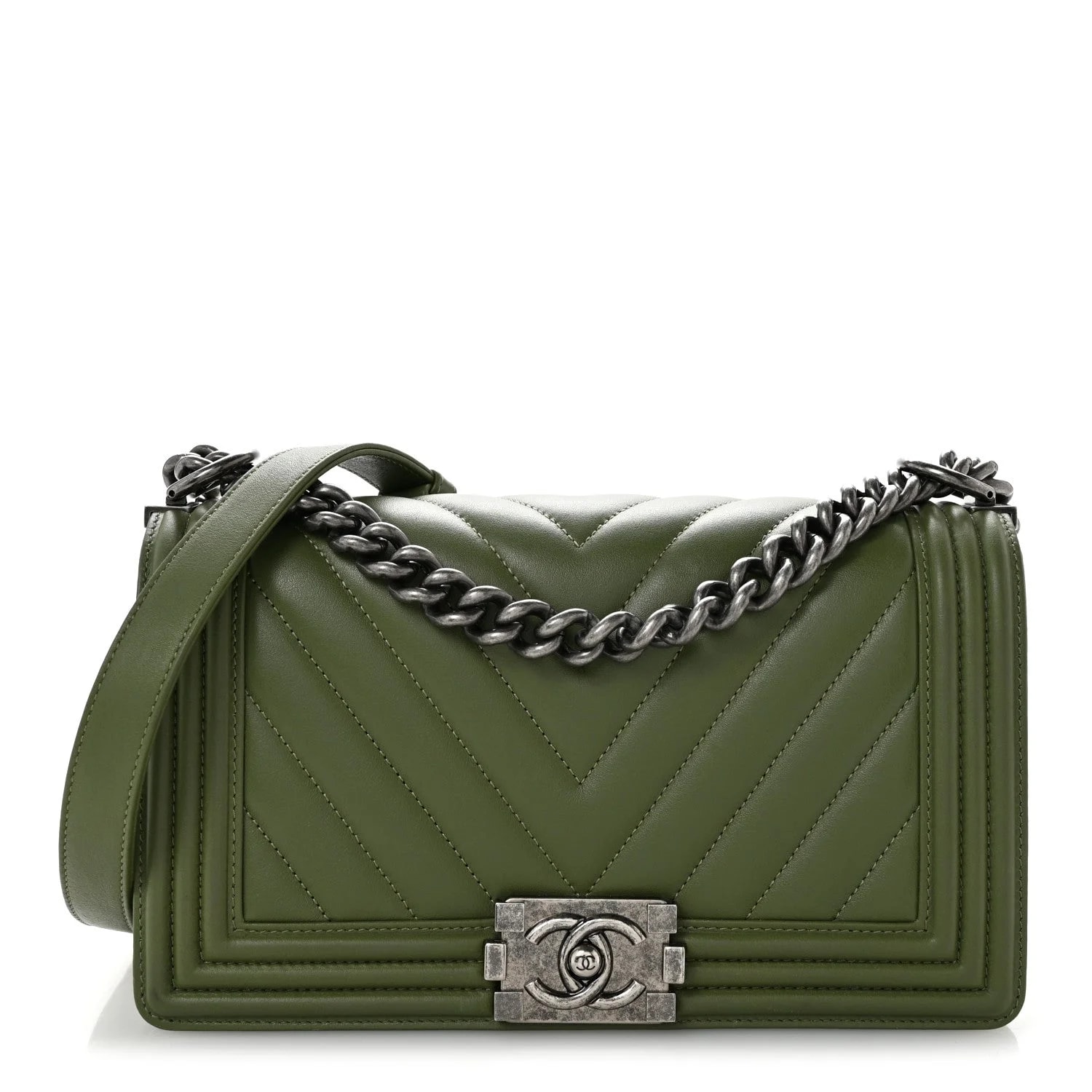 Chanel — Chevron Medium Boy Flap Dark — Handbag — resale