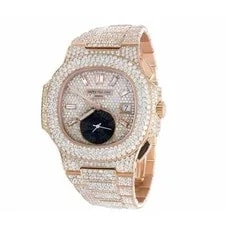 Patek Philippe — Patek Philippe 5980/1R Rose Gold Iced Out Nautilus Self-Winding Diamond Dial — Watch — resale