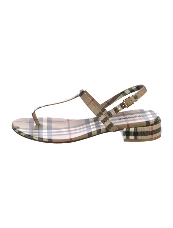 Burberry — Striped T-Strap — Designer Shoe — resale