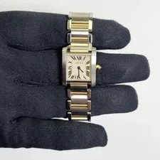 Cartier Tank Two-Tone Yellow Gold & Steel 25x20mm White Dial Ref# W51007Q4 2