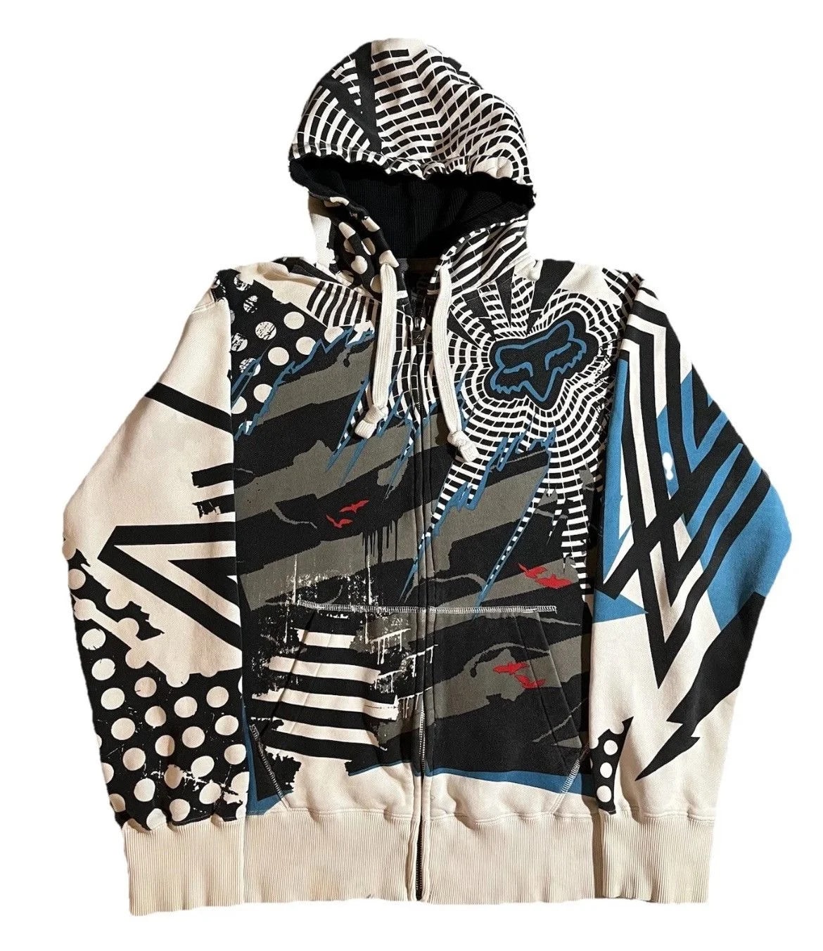 Y2K Fox Racing All Over Print Zip Hoodie 2