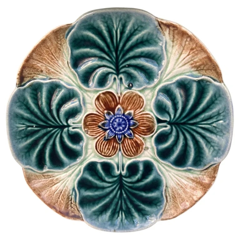 Wasmuel Majolica — Majolica Water Lily Pond Plate Wasmuel, Circa 1890 — Furniture — resale