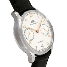 IWC Portugieser IW500704 Stainless Steel Leather 42.3mm Silver Dial #YKW488 2