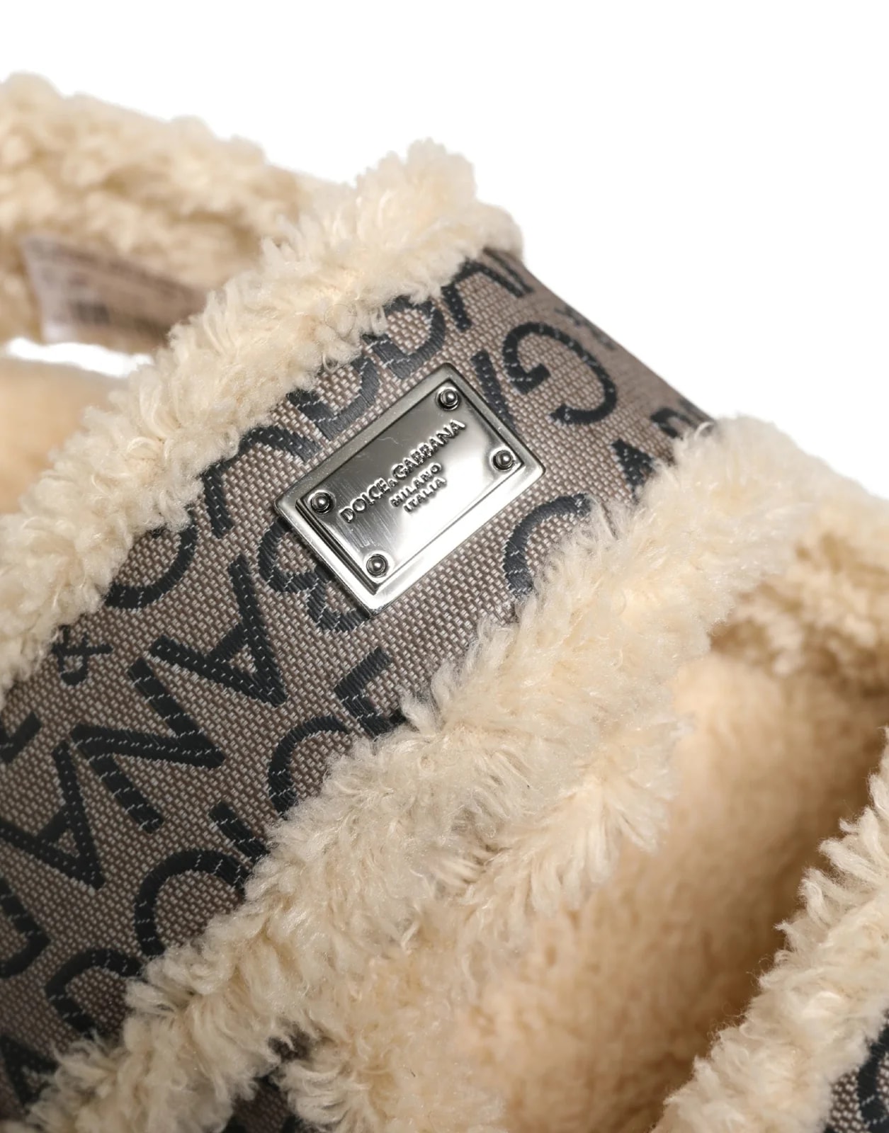 Dolce & Gabbana — Dolce & Gabbana Faux Fur Logo Print — Designer Shoe — resale