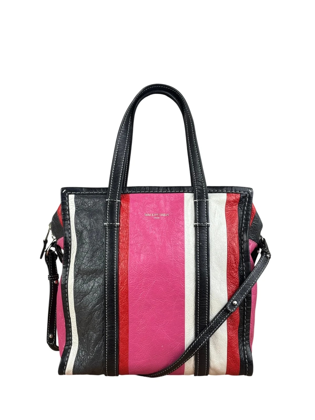 Balenciaga — Balenciaga -Color Vertical Stripe Bazar Shopper Two-Way — Handbag — resale