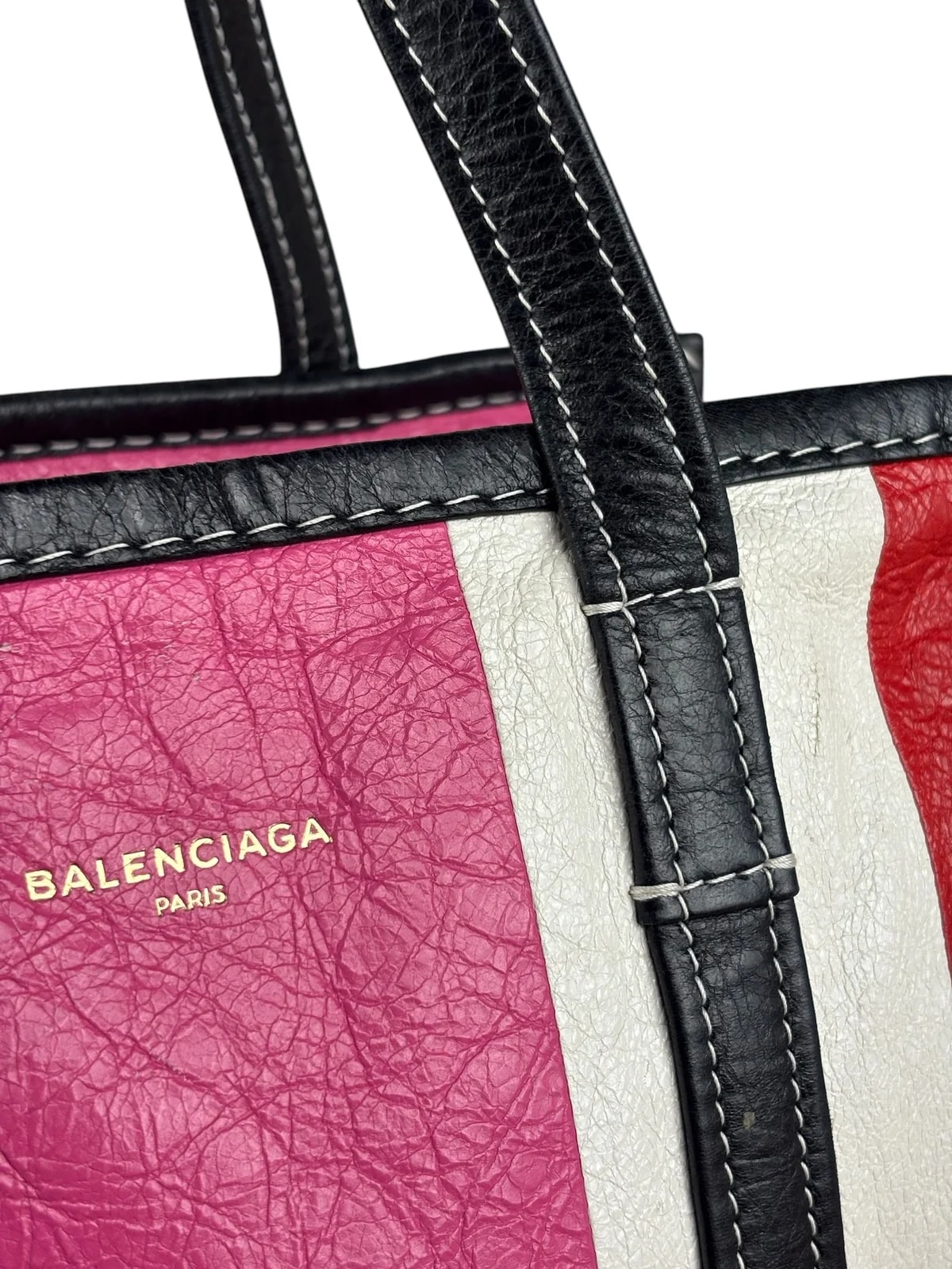 Balenciaga -Color Vertical Stripe Bazar Shopper Two-Way 3
