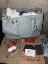 Prada Galleria Double Zip Large Lago Lux NEW W/ Strap 2
