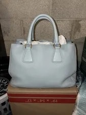 Prada Galleria Double Zip Large Lago Lux NEW W/ Strap 4