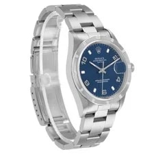 Rolex Date Steel Blue Dial Engine Turned Bezel 15210 3