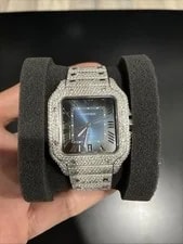 Cartier Santos de Large Automatic Steel Aftermarket Diamonds 2