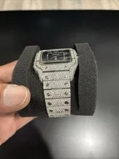 Cartier Santos de Large Automatic Steel Aftermarket Diamonds 3